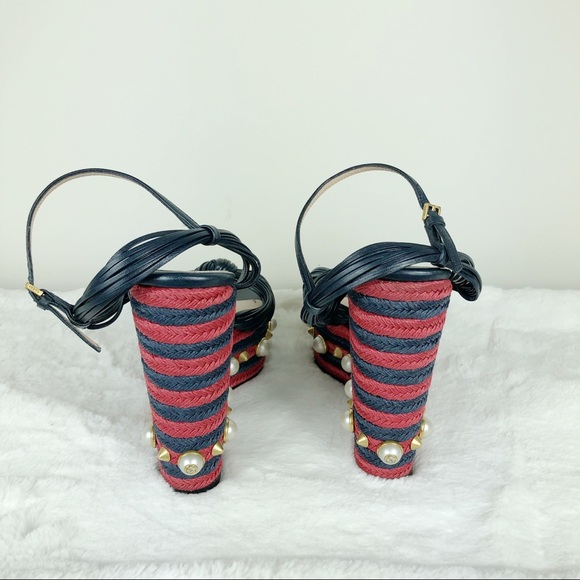 Gucci raffia pearl barbette espadrilles 38.5 - Picture 5 of 7